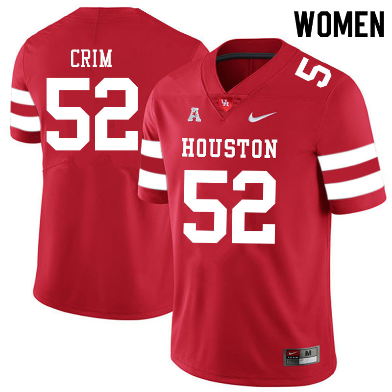 Women #52 Almarion Crim Houston Cougars College Football Jerseys Sale-Red